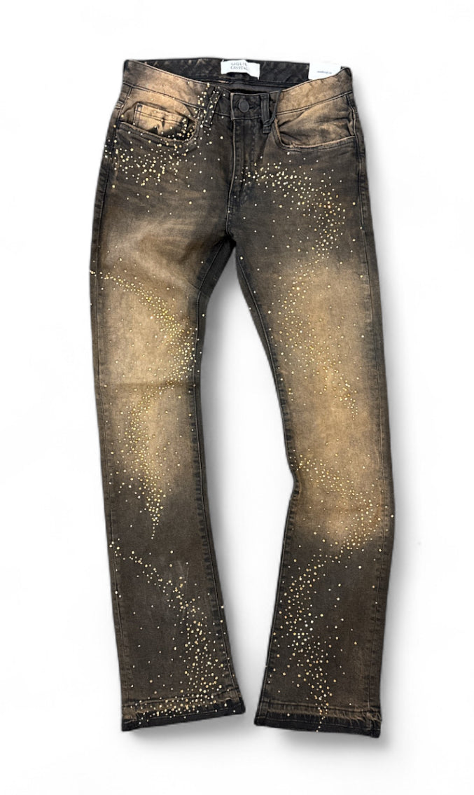 Liquid Crystal 'S&B Crystals' Stacked Rhinestone Denim (Copper Black) JTF2316