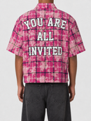 STORM88 IKARI Premium Washed Flannel Crop Top Button Down Shirt In Pink ST8-003