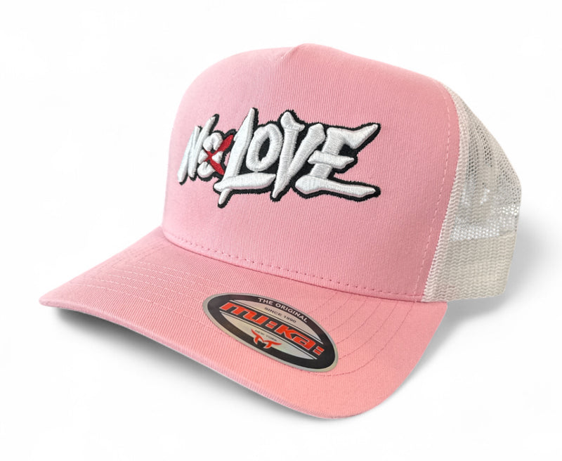 MUKA 'No Love' Trucker Hat (Pink/White) T5503B