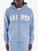 Copper Rivet 'Saints' Mohair Pearl Embroidery Zip Hoodie (Light Blue) 531081 - FRESH N FITTED