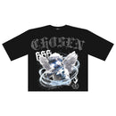 Papercut 'Chosen' Oversized Rhinestone Cropped T-Shirt (Black) - FRESH N FITTED