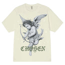 T-shirt with an angel graphic and 'Chosen' text on a beige background. By Fresh N Fitted.