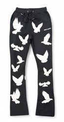 Black Pike 'Bird Gang' Stacked Sweatpants (Black) FB2531S