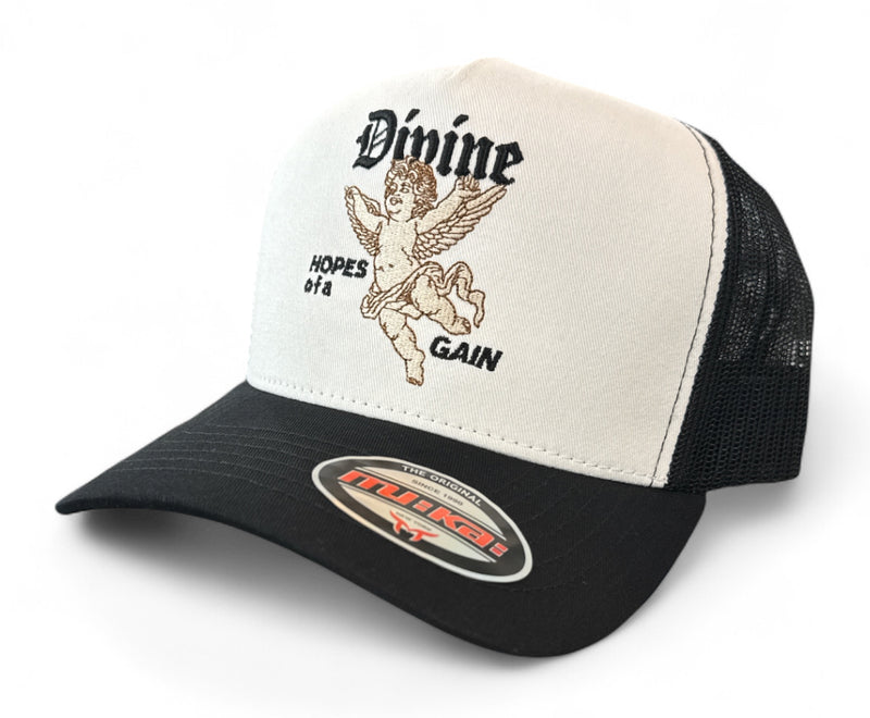 MUKA 'Divine' Trucker Hat (White/Black) T5516B