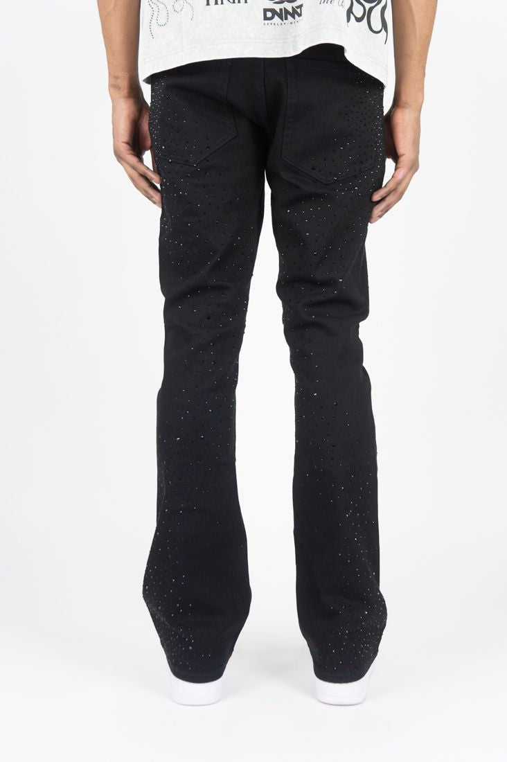 Roar Denim 'Rhinestone' Stacked Flare Denim (Jet Black) G52-679