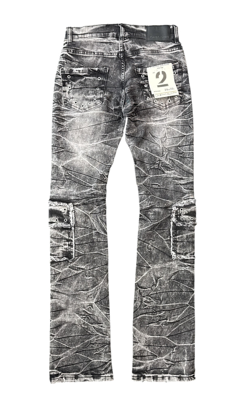 FWRD 'Eyelet' Stacked Denim (Washed Black) FW-330295 - FRESH N FITTED