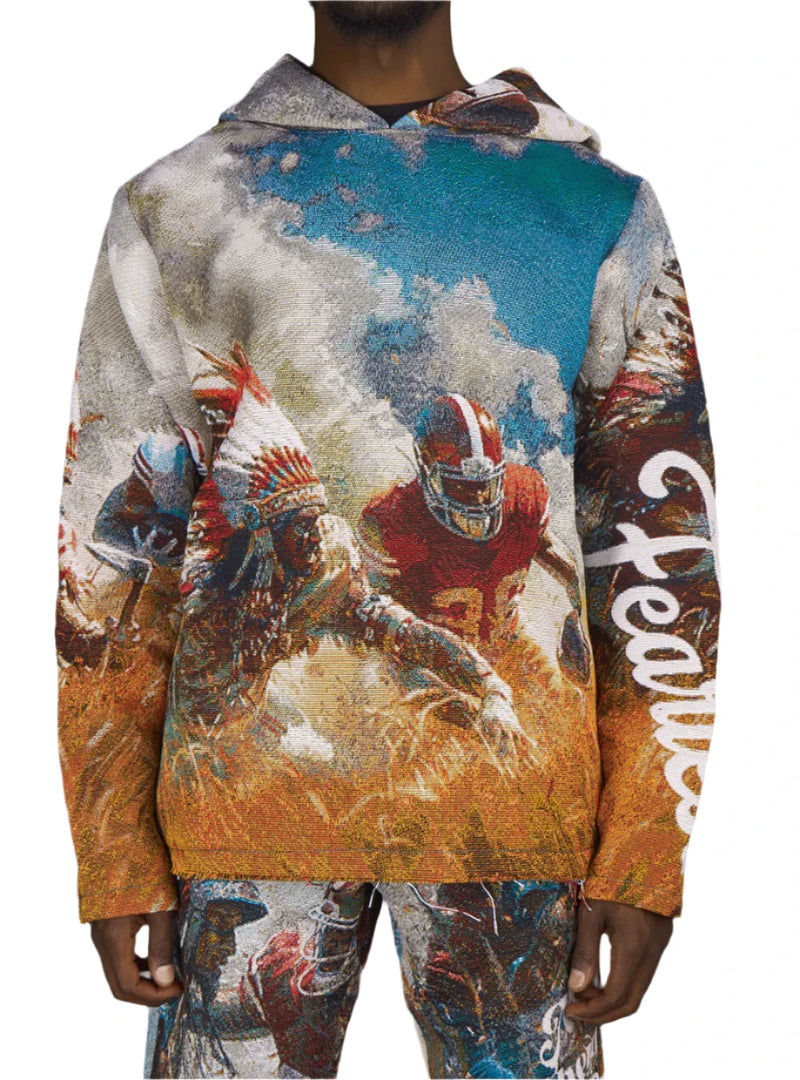 Majestik 'Football' Tapestry Hoodie (Beige) TH2420 - FRESH N FITTED