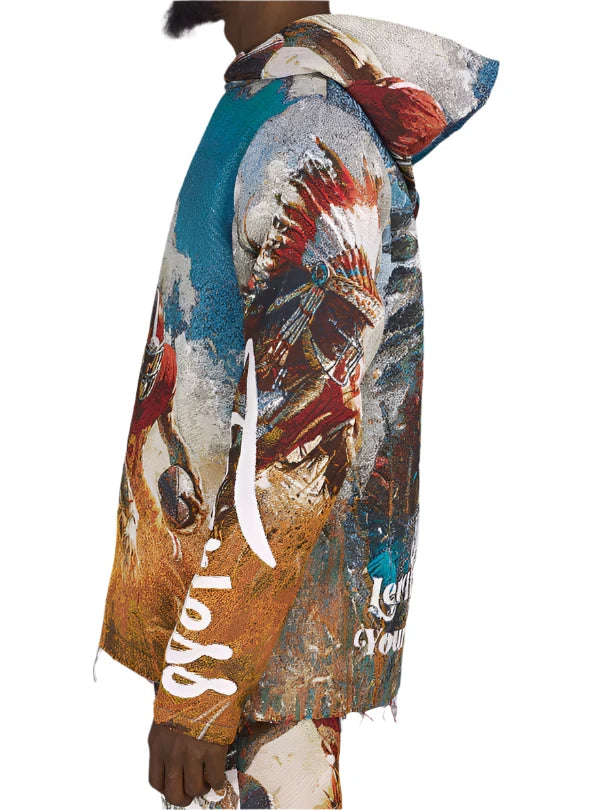 Majestik 'Football' Tapestry Hoodie (Beige) TH2420 - FRESH N FITTED