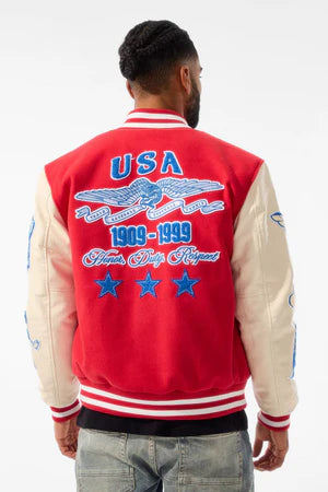 Jordan Craig 'All American' Varsity Jacket (Red) 91645 - FRESH N FITTED
