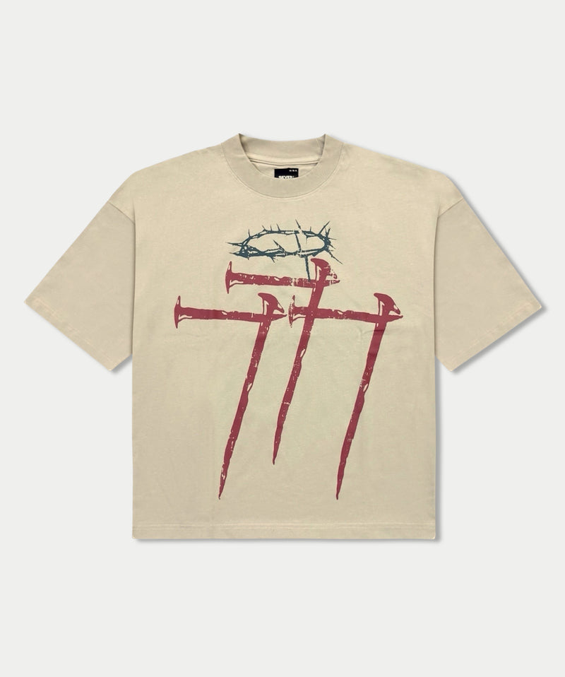7M ‘Crucifix' T-Shirt (Beige) - FRESH N FITTED