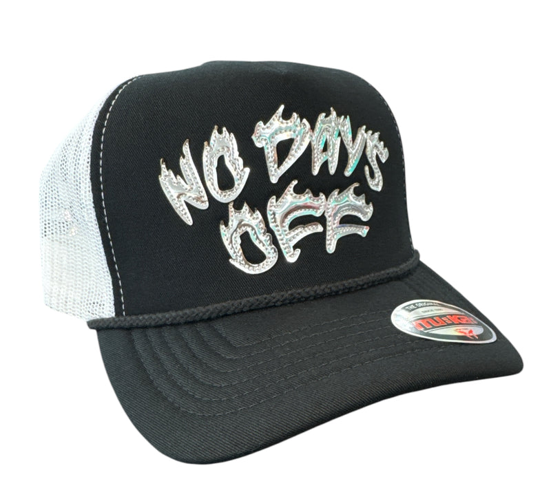 MUKA 'No Days Off' Trucker Hat (Black/White) T5483