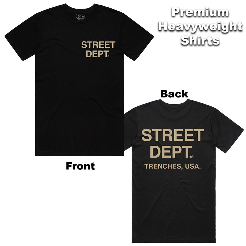 PG Apparel 'Street Dept' T-Shirt (Black/Khaki) STDPT100 - FRESH N FITTED