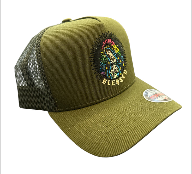 Muka 'Blessed' Trucker Hat (Olive) T54236 - FRESH N FITTED