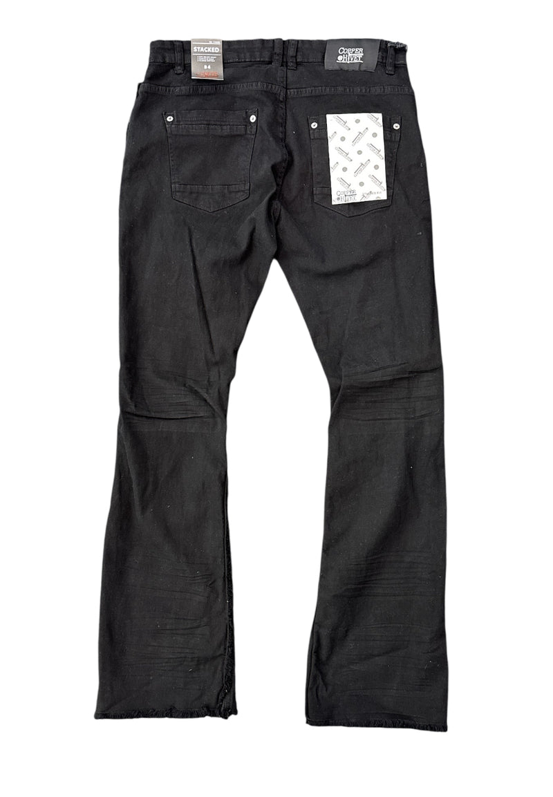 Copper Rivet 'Rip and Repair' Stacked Denim (Black) 433077 - FRESH N FITTED