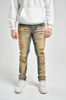 Spark ‘Rip & Repair’ Slim Fit Stretch Denim (Dark Indigo) S4405