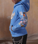 Elite Denim Kids 'Unfazed' Embellished Hoodie in Blue