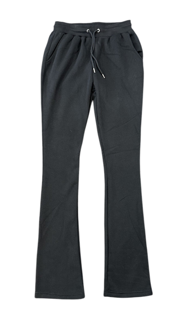 Black Pike Stacked Sweat Pants (Black) FB3424 - FRESH N FITTED