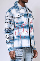 First Row 'Ancestral Call' Multi Patches Wool Shaket (Blue) FRJ2091A - FRESH N FITTED