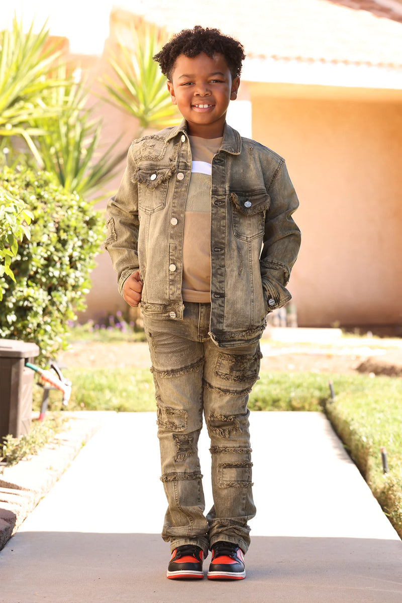 Makobi Kids 'Bergamo' Denim Jacket B1026 (Olive) - Fresh N Fitted Inc 2