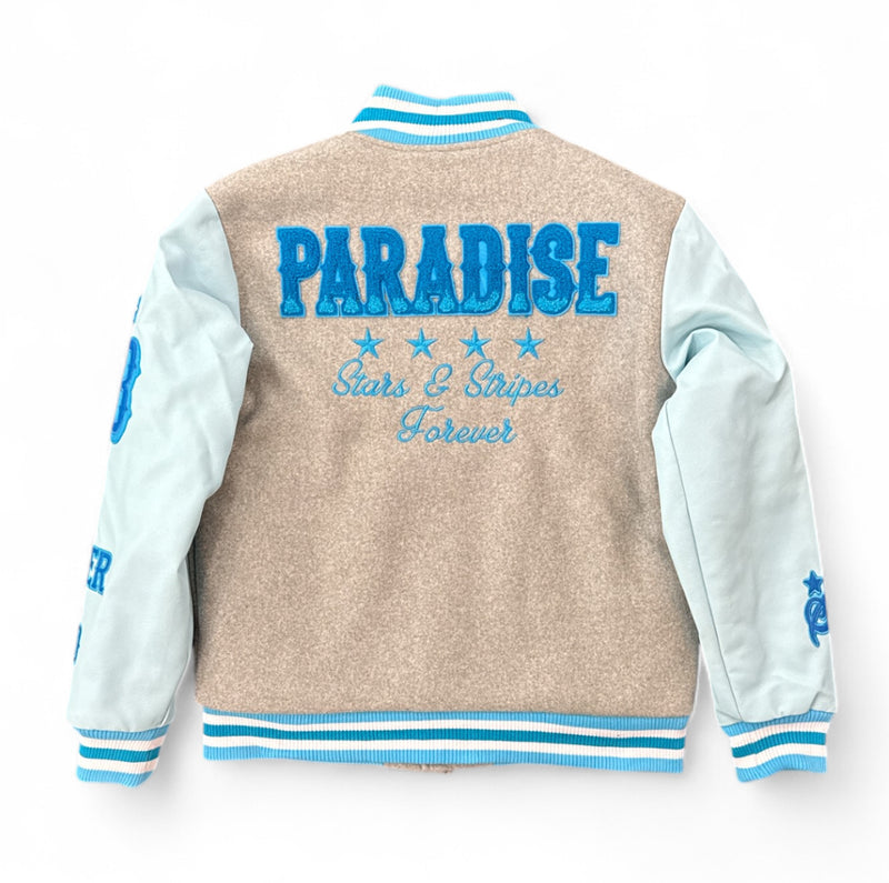 Rebel Minds Kids 'Fearless Soul' Melton Varsity Jacket (H.Grey) 852-B561