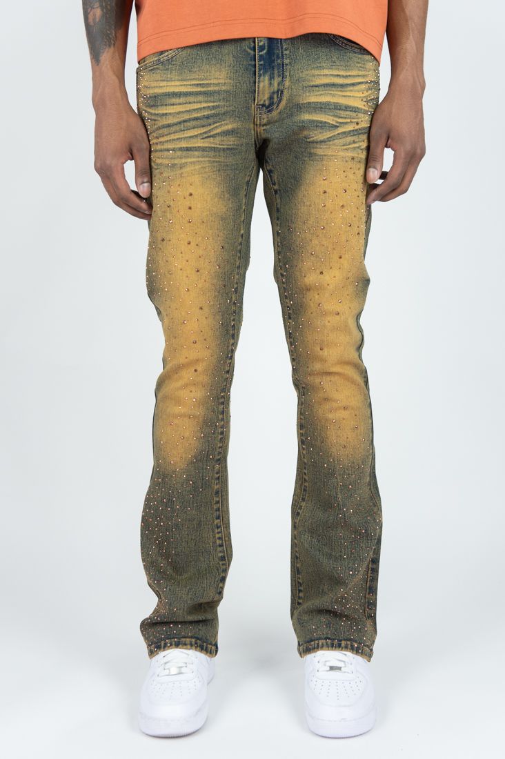 Roar Denim 'Rhinestone' Stacked Flare Denim (Rust) G52-669