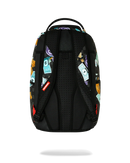Sprayground Monopoly Time To Go backpack featuring bold design, adjustable straps, and multiple compartments for accessories.