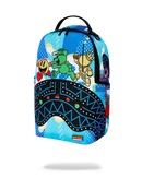Sprayground Pac-Man collab backpack featuring colorful Pac-Man graphics and adjustable straps, stylish accessory for everyday use.
