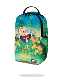 Sprayground Richie Rich Shark Stacks backpack with colorful shark design and durable straps, designed for stylish accessories.