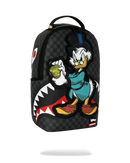 Sprayground Scrooge McDuck Money Counter backpack featuring colorful cartoon design and adjustable straps.