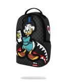 Sprayground Scrooge McDuck money counter backpack featuring cartoon character design and vibrant accessories.