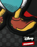 Sprayground Scrooge McDuck money counter backpack with bold graphic design, featuring official Collab branding and accessory style.