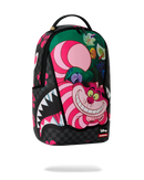 Sprayground Disney Alice in Wonderland Cheshire Cat Mad Shark backpack with colorful cartoon shark design and adjustable straps