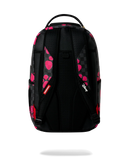 Sprayground Disney Alice in Wonderland Cheshire Cat Mad Shark backpack with colorful cartoon design and adjustable straps.