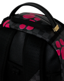 Sprayground Disney Alice in Wonderland Cheshire Cat Mad Shark backpack featuring colorful cartoon design and adjustable straps.