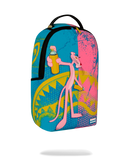 Sprayground Pink Panther Art Heist backpack featuring a pink panther design on a colorful, durable accessory bag.