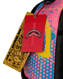 Sprayground Pink Panther Art Heist backpack featuring vibrant pink and black design, with adjustable straps and spacious main compartment.