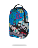 Sprayground Monopoly Grab & Go Go Go backpack with colorful cartoon Monopoly design and adjustable straps.