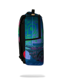 Sprayground DC Joker No Rules backpack featuring vibrant comic book-inspired cartoon design and adjustable straps.