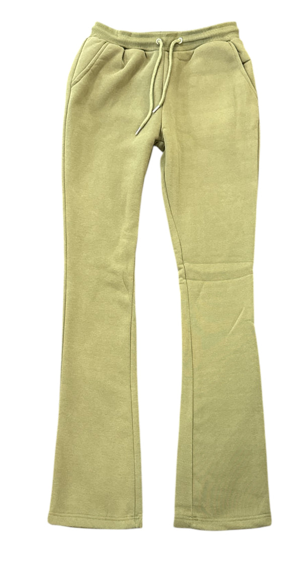 Black Pike Stacked Sweat Pants (Olive) FB3424 - FRESH N FITTED