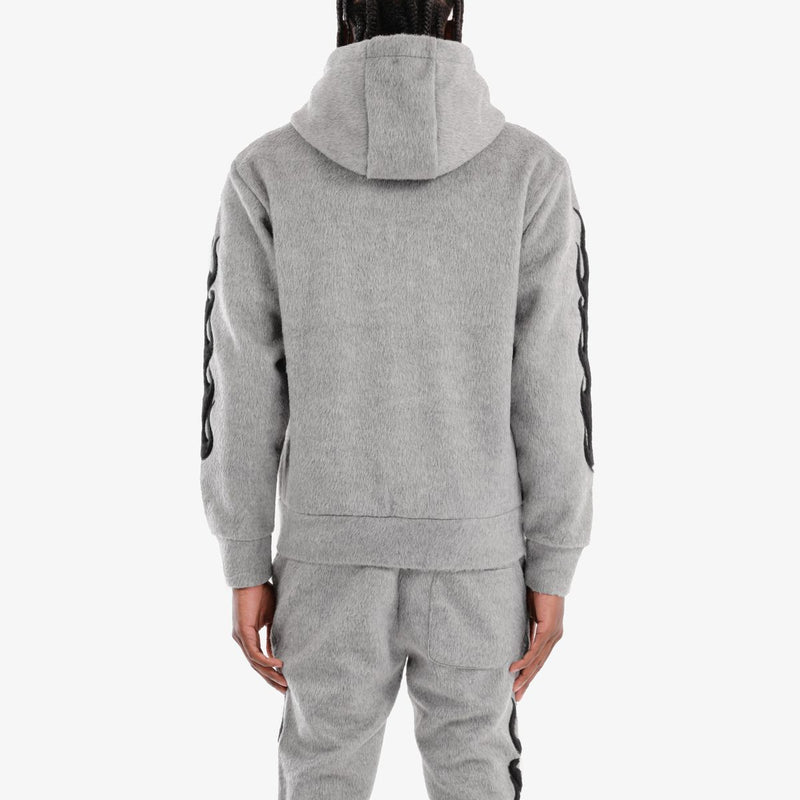 Copper Rivet 'Saints' Mohair Pearl Embroidery Zip Hoodie (Gray) 531081