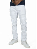 White distressed jeans on white background. By Fresh N Fitted