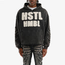 VOYAGE STUDIO 'Hustle Humble' Terry Cropped Hoodie (Washed Black) 53J14