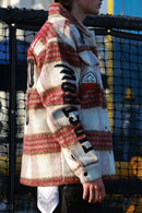 First Row 'Caution Not So Quiet' Multi Patches Wool Shaket (Burgundy) FRJ2090A - FRESH N FITTED