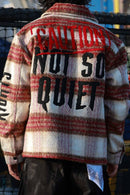 First Row 'Caution Not So Quiet' Multi Patches Wool Shaket (Burgundy) FRJ2090A - FRESH N FITTED