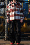 First Row 'Caution Not So Quiet' Multi Patches Wool Shaket (Burgundy) FRJ2090A - FRESH N FITTED