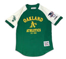 Pro Standard Oakland Athletics 'First Team' Short Sleeve Raglan Shirt in Eggshell/Kelly Green