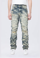 Smoke Rise 'Side Pinching Lightening Effect' Long Straight Pinched Denim (Blue Toast) JP24508 - FRESH N FITTED