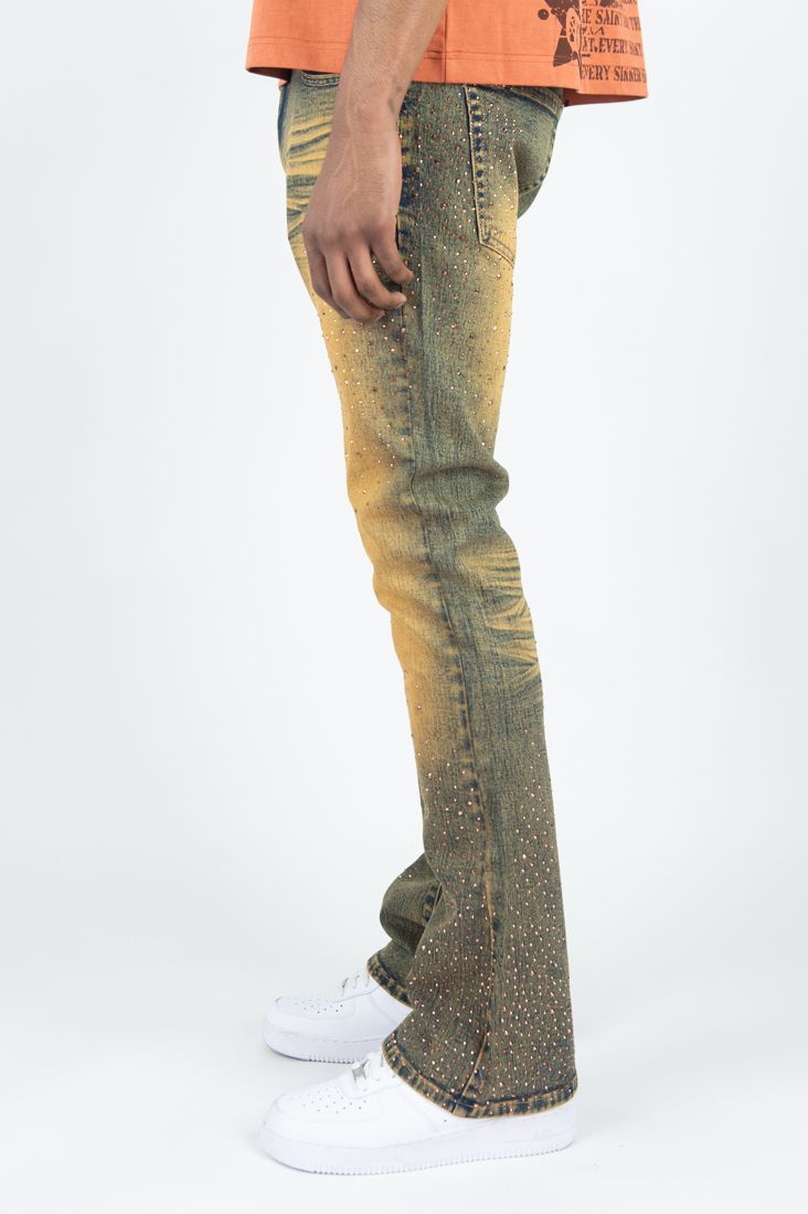 Roar Denim 'Rhinestone' Stacked Flare Denim (Rust) G52-669
