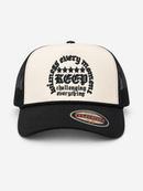MUKA 'Keep Challenging' Trucker Hat (Wht/Blk) T5509A