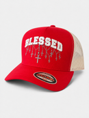 MUKA 'Blessed' Trucker Hat (Red/Wht) T5619B